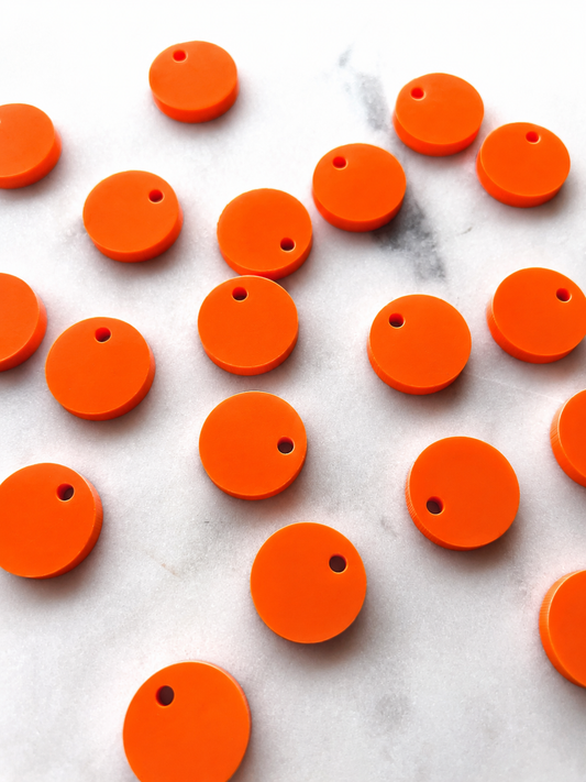 12.5mm or 15mm Orange Circle Toppers/Studs- Various Pack Sizes
