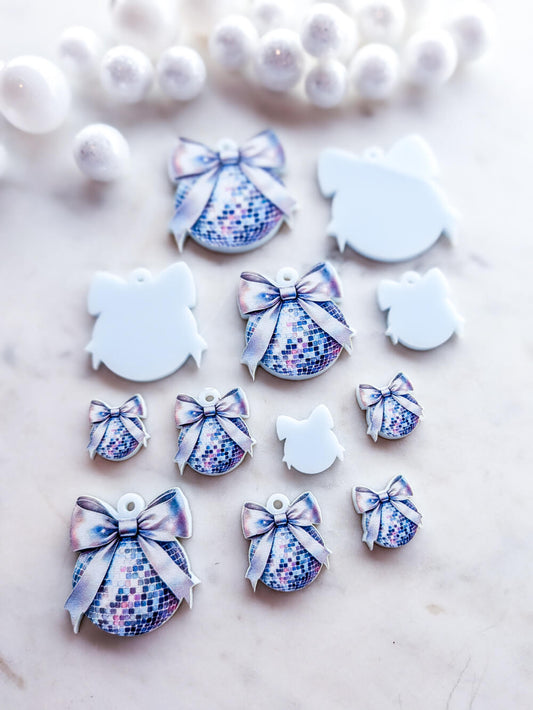 Silver Disco Bauble on Light Blue Acrylic