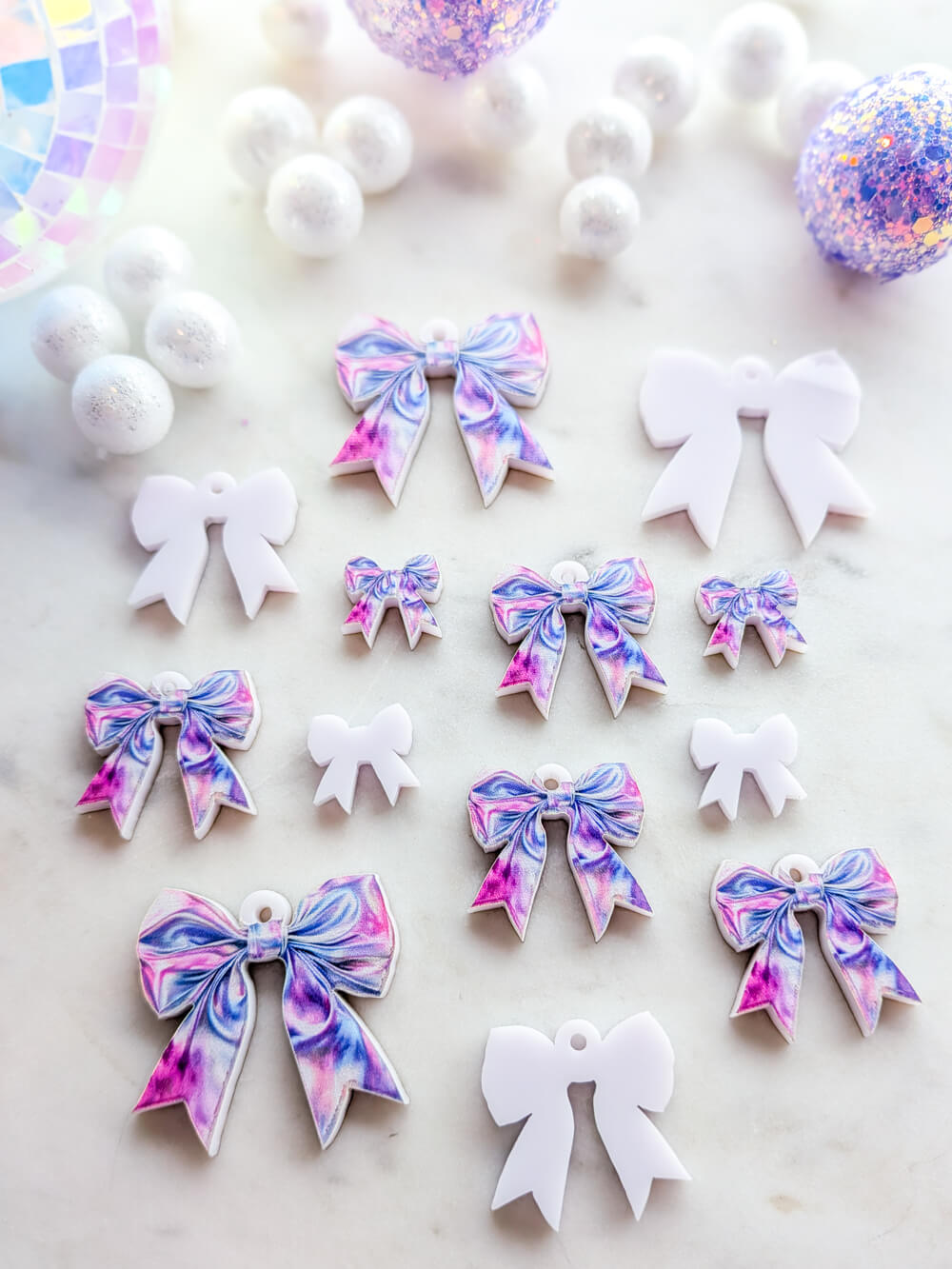 Light purple shiny Bow on Light Purple Acrylic