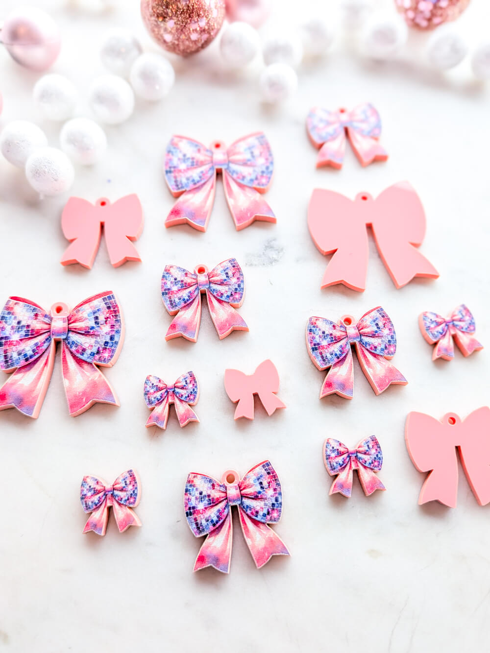 Disco Blush Pink Bow on Blush Pink Acrylic