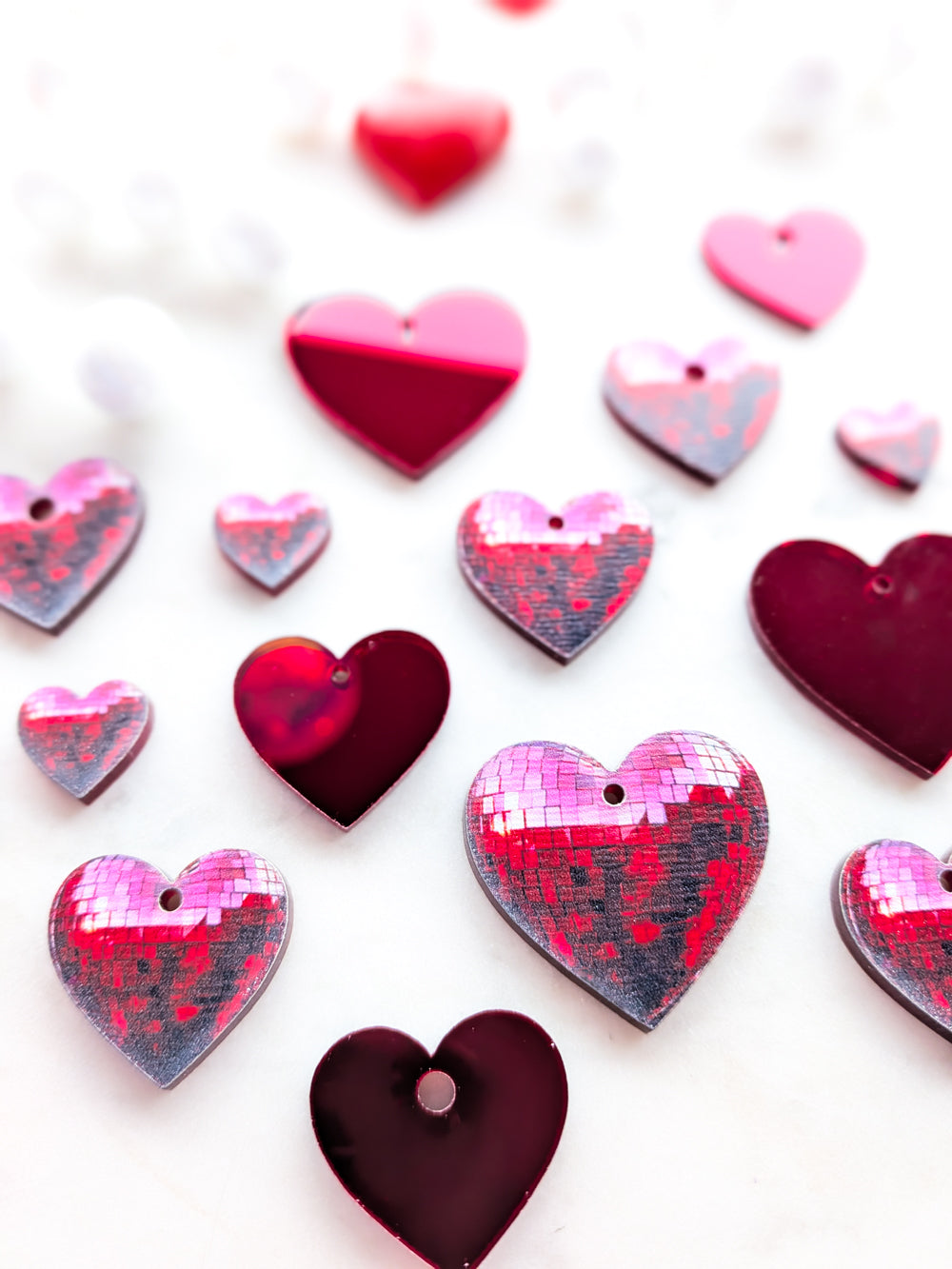 Disco Red Love Heart on Red Mirror Acrylic