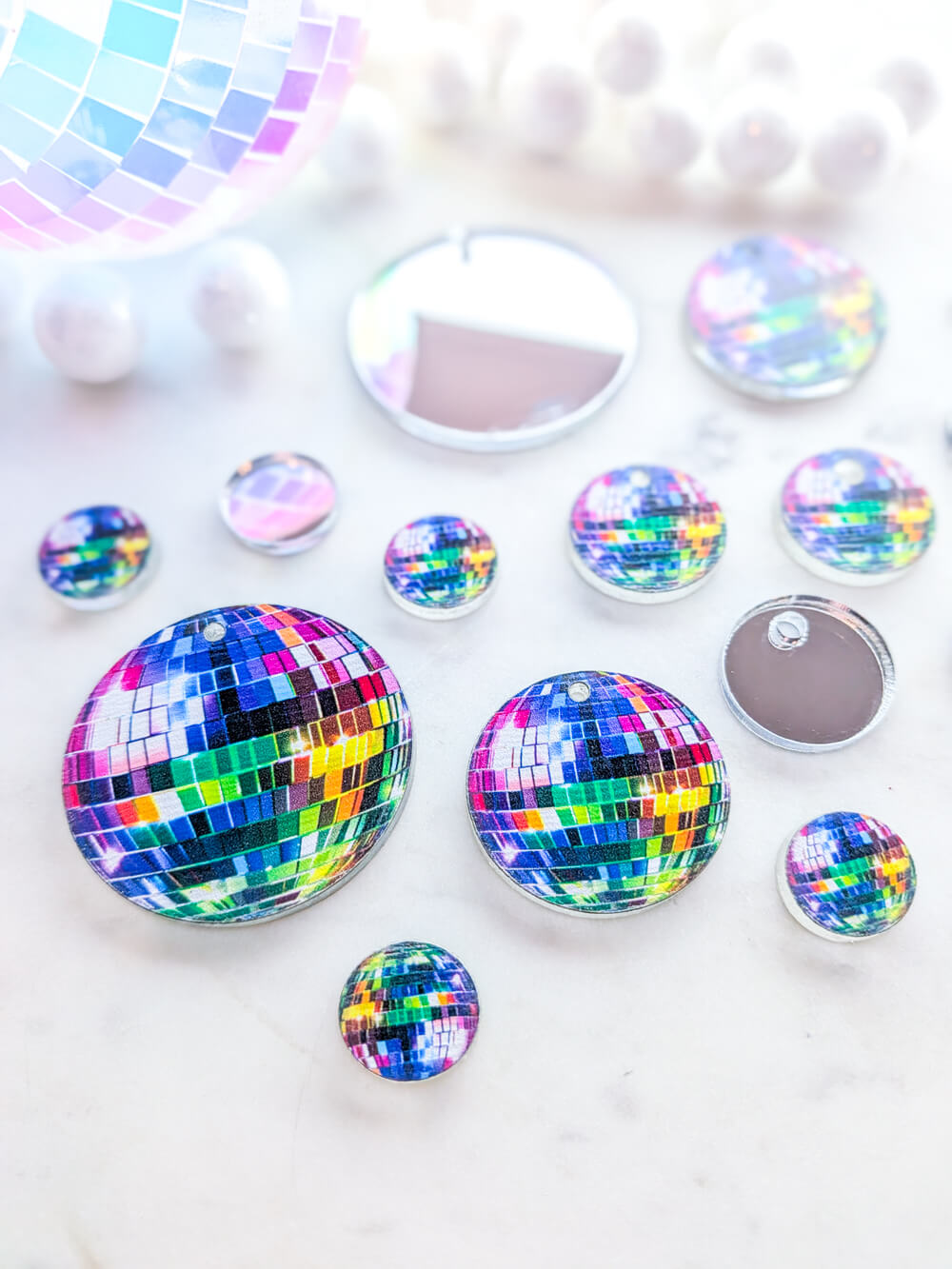 Disco Ball on Silver Mirror Acrylic