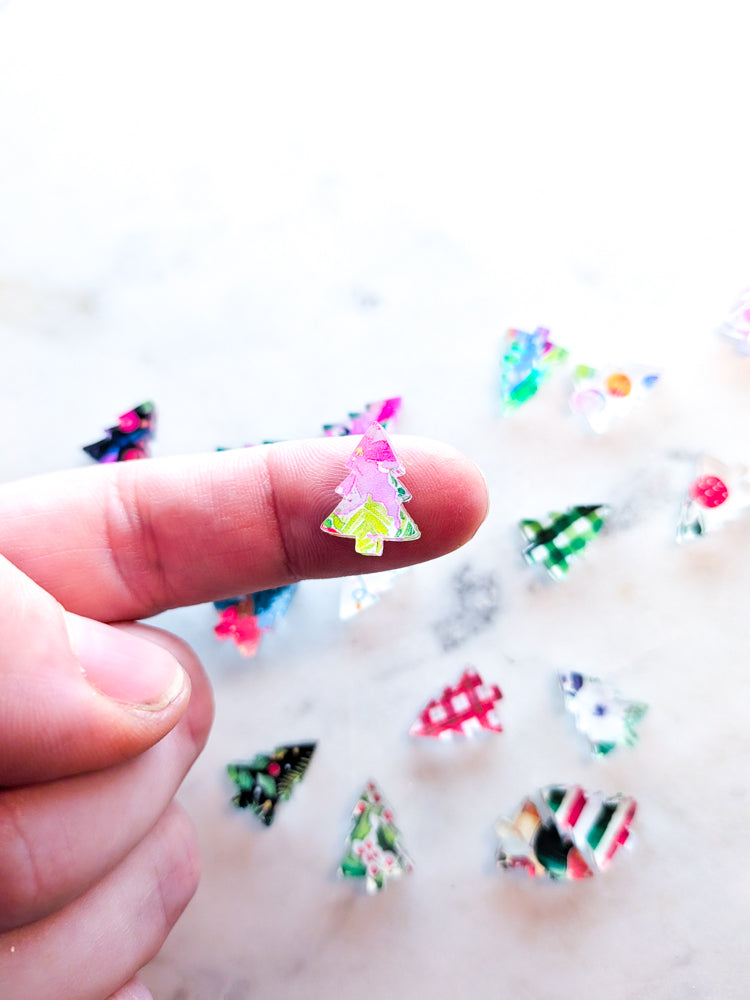 Clear Acrylic - 1.5cm Christmas Tree - Studs - Christmas - 182