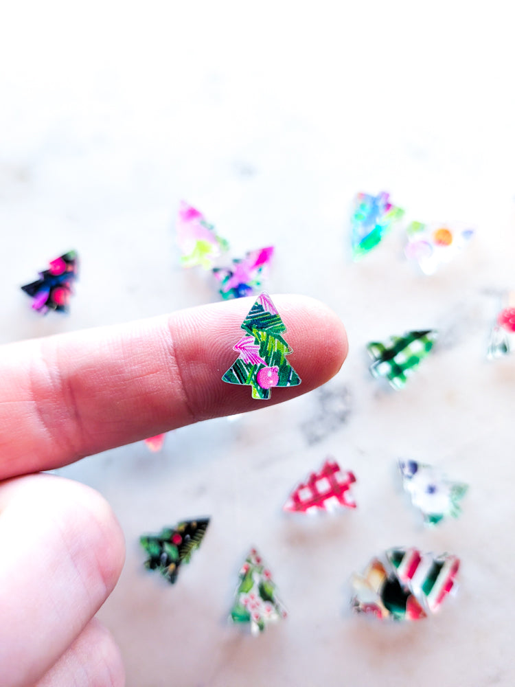 Clear Acrylic - 1.5cm Christmas Tree - Studs - Christmas - 202