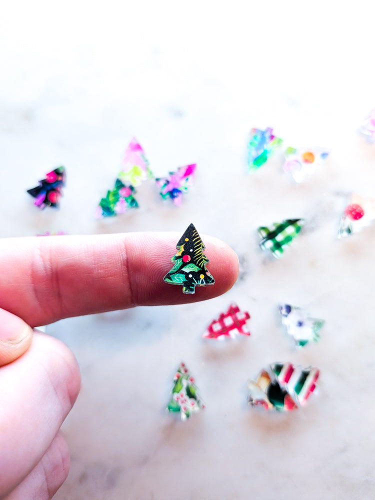 Clear Acrylic - 1.5cm Christmas Tree - Studs - Christmas - 332