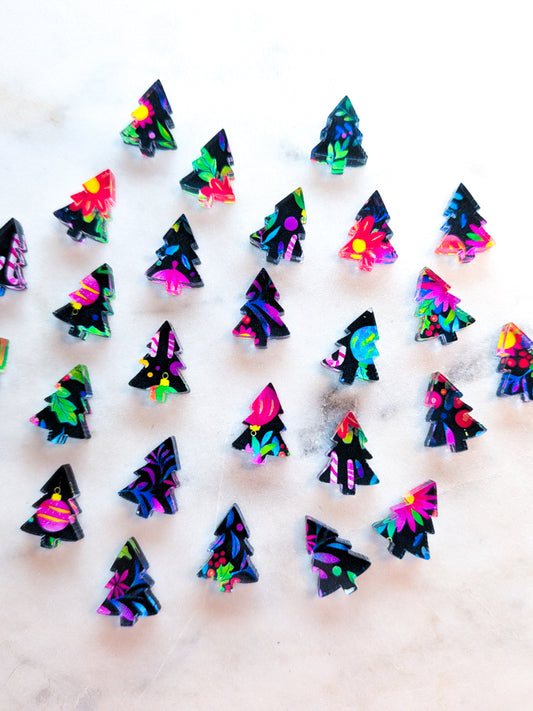 Clear Acrylic - 1.5cm Christmas Tree - Studs - Christmas - 307