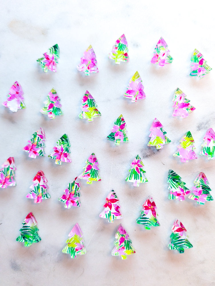 Clear Acrylic - 1.5cm Christmas Tree - Studs - Christmas - 156