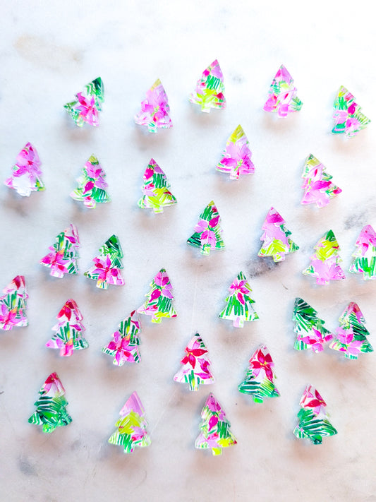 Clear Acrylic - 1.5cm Christmas Tree - Studs - Christmas - 156