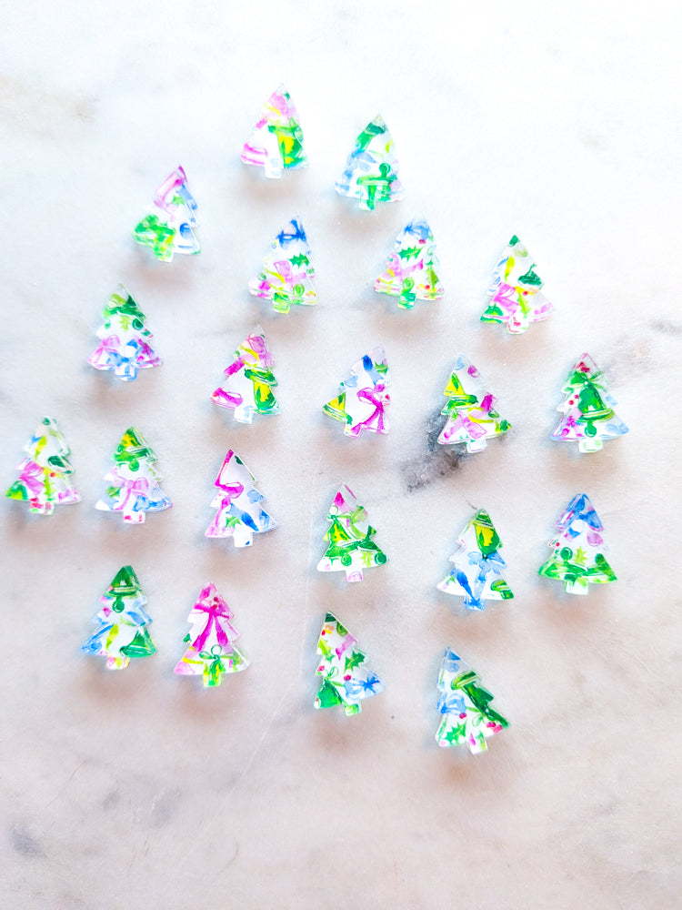 Clear Acrylic - 1.5cm Christmas Tree - Studs - Christmas - 155