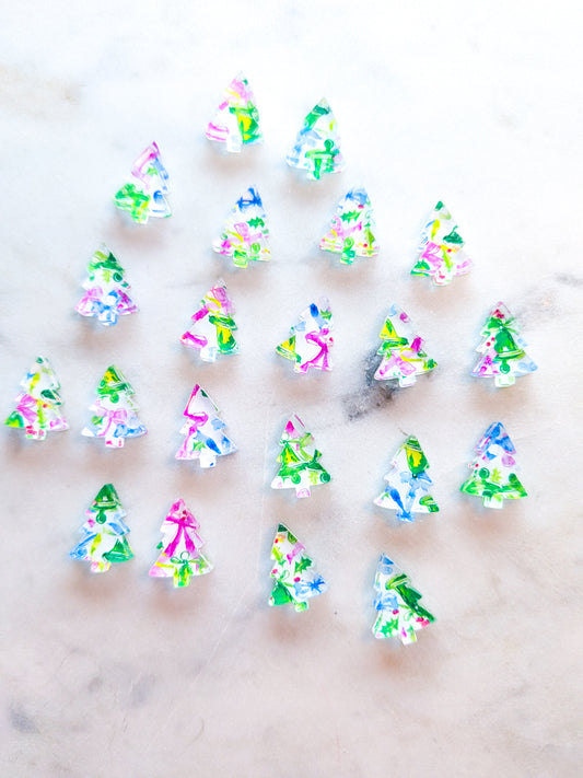 Clear Acrylic - 1.5cm Christmas Tree - Studs - Christmas - 155