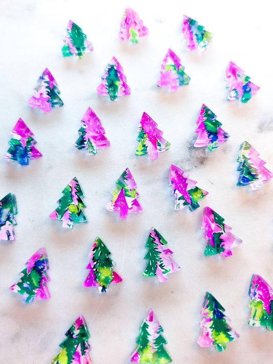 Clear Acrylic - 1.5cm Christmas Tree - Studs - Christmas - 317