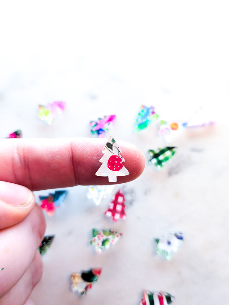 Clear Acrylic - 1.5cm Christmas Tree - Studs - Christmas - 338