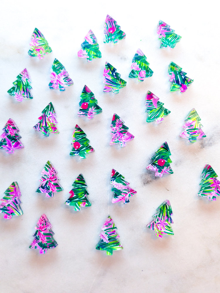 Clear Acrylic - 1.5cm Christmas Tree - Studs - Christmas - 202