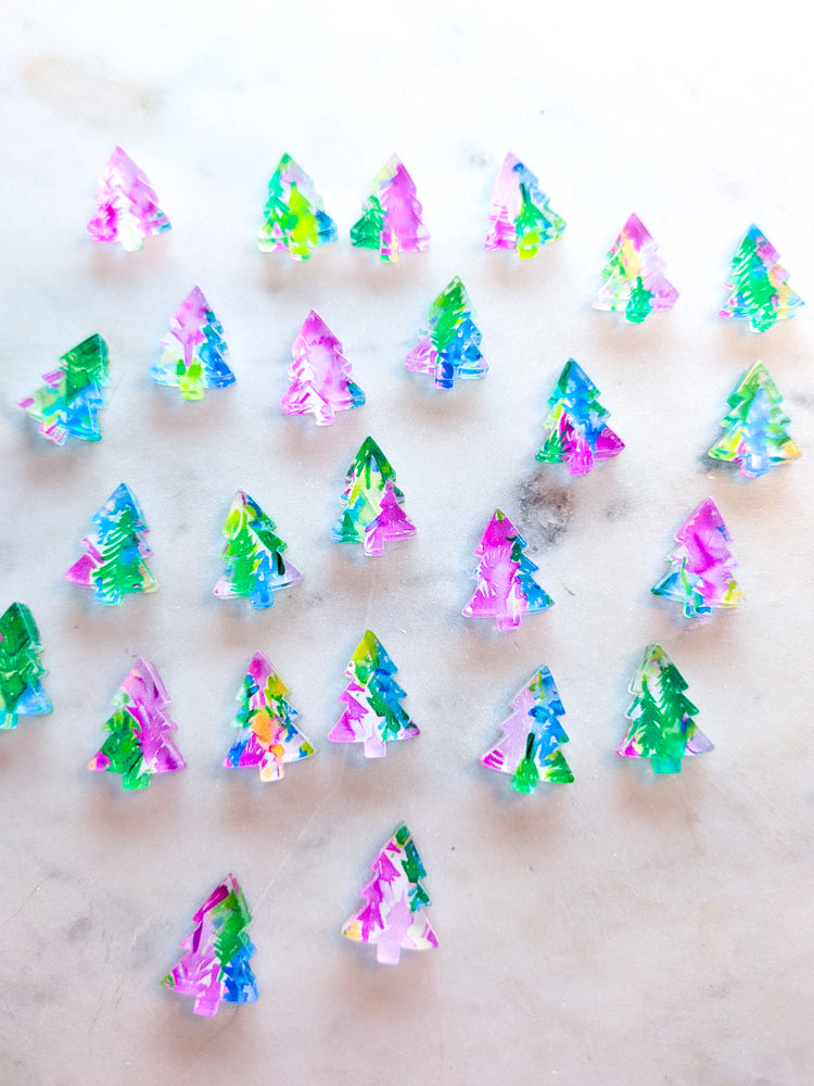 Clear Acrylic - 1.5cm Christmas Tree - Studs - Christmas - 182