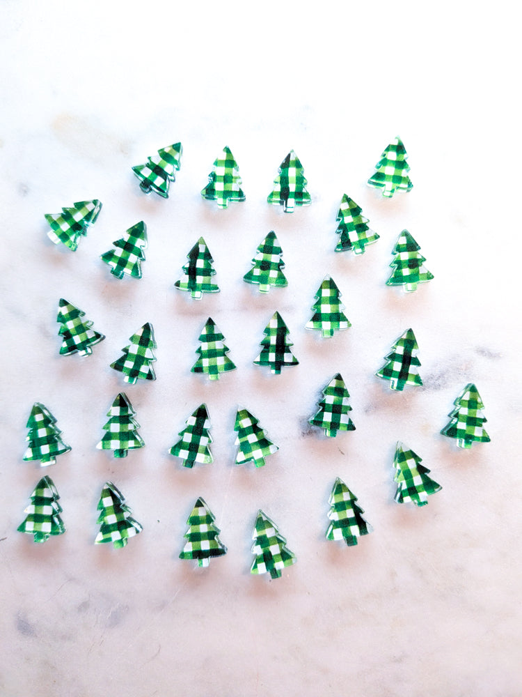 Clear Acrylic - 1.5cm Christmas Tree - Studs - Christmas - 18