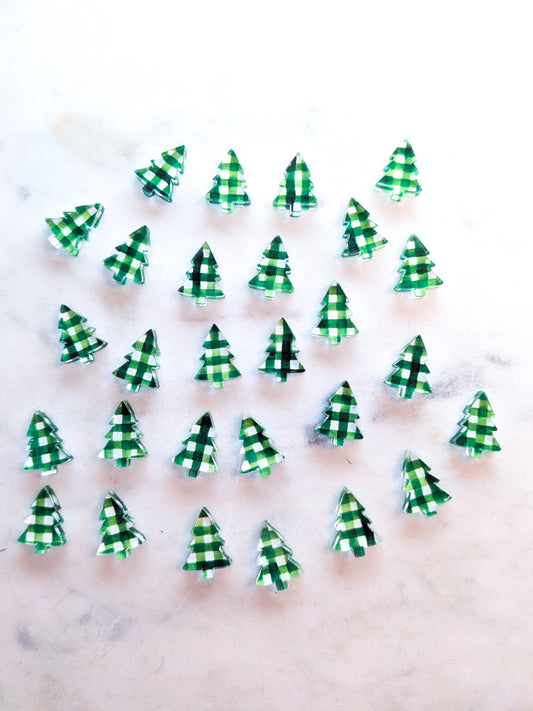Clear Acrylic - 1.5cm Christmas Tree - Studs - Christmas - 18