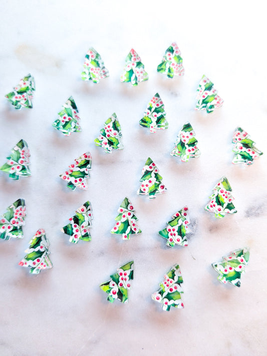 Clear Acrylic - 1.5cm Christmas Tree - Studs - Christmas - 84