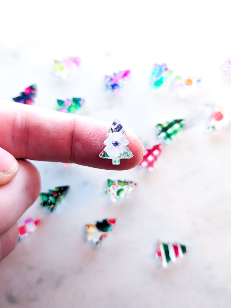 Clear Acrylic - 1.5cm Christmas Tree - Studs - Christmas - 75