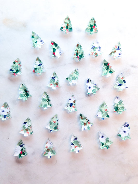 Clear Acrylic - 1.5cm Christmas Tree - Studs - Christmas - 75