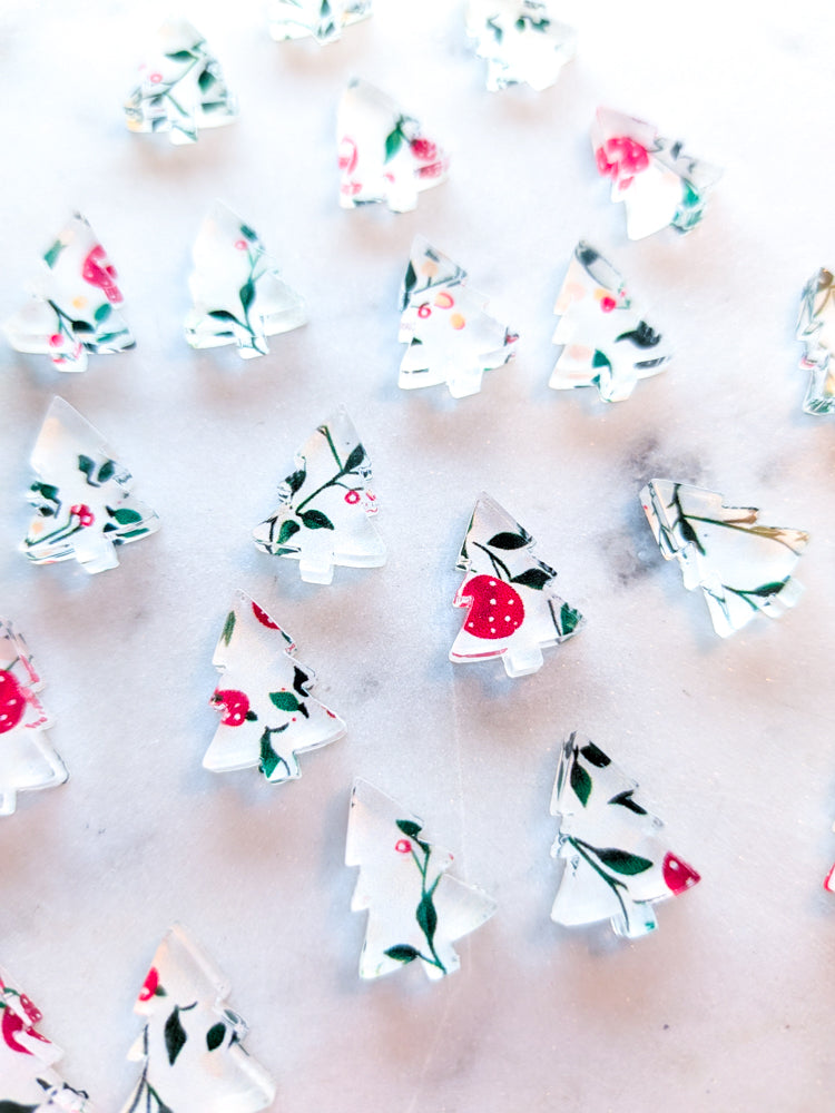 Clear Acrylic - 1.5cm Christmas Tree - Studs - Christmas - 338