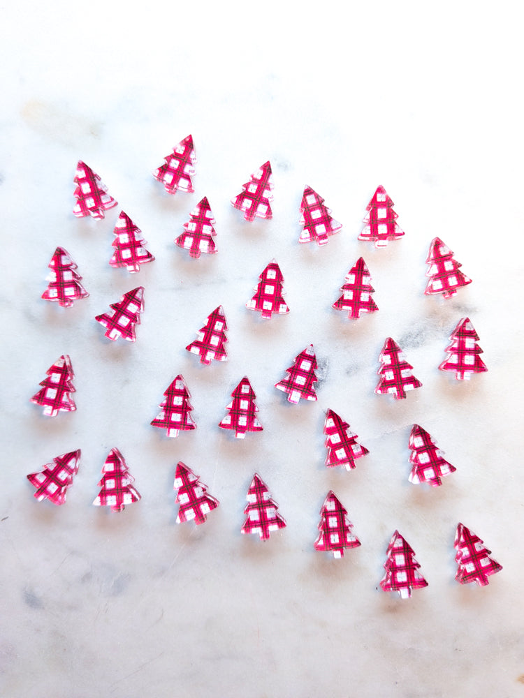 Clear Acrylic - 1.5cm Christmas Tree - Studs - Christmas - 52