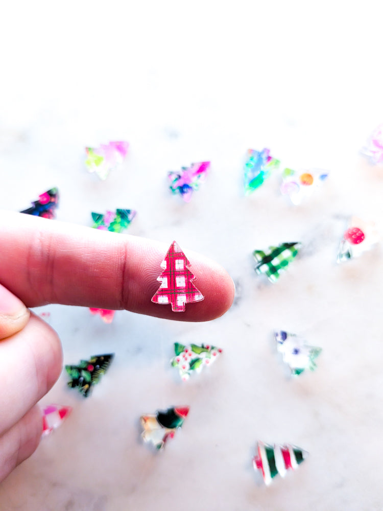 Clear Acrylic - 1.5cm Christmas Tree - Studs - Christmas - 52