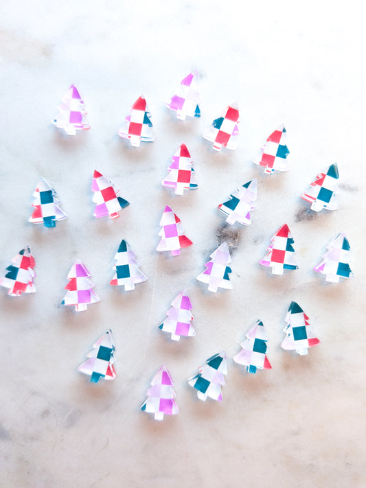 Clear Acrylic - 1.5cm Christmas Tree - Studs - Christmas - Checkers