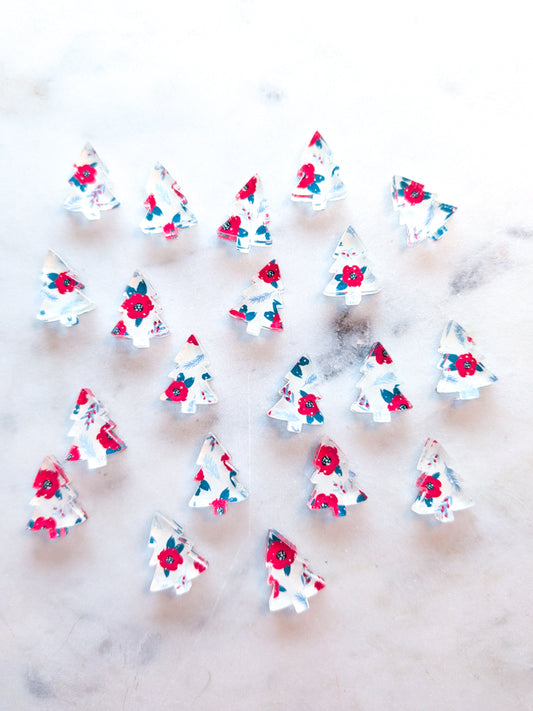 Clear Acrylic - 1.5cm Christmas Tree - Studs - Christmas - 29