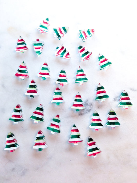 Clear Acrylic - 1.5cm Christmas Tree - Studs - Christmas - 90