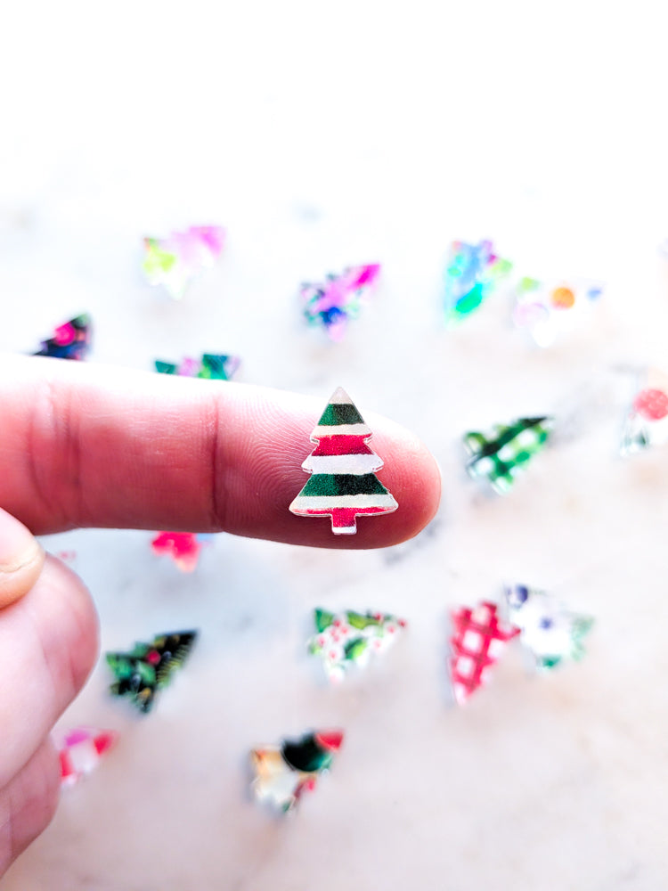 Clear Acrylic - 1.5cm Christmas Tree - Studs - Christmas - 90