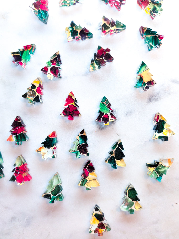 Clear Acrylic - 1.5cm Christmas Tree - Studs - Christmas - 306