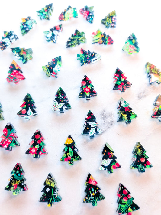 Clear Acrylic - 1.5cm Christmas Tree - Studs - Christmas - 332