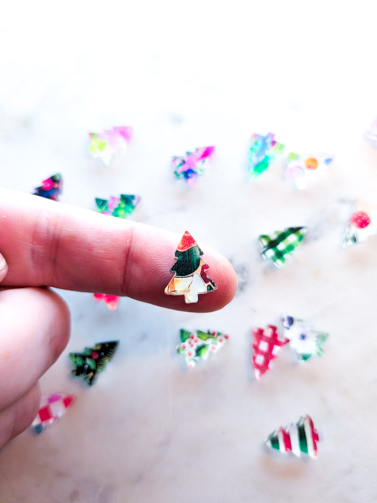 Clear Acrylic - 1.5cm Christmas Tree - Studs - Christmas - 306