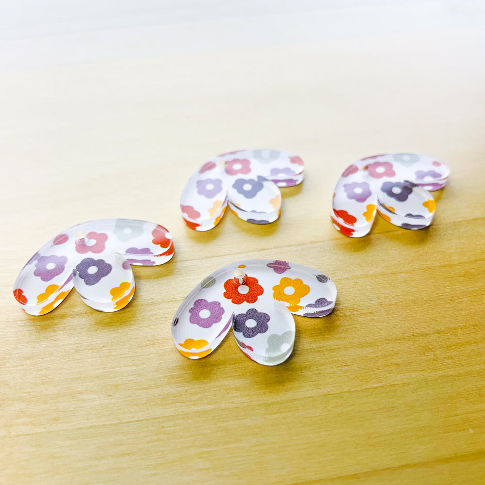 Clear Acrylic - Half Flower - Abstract Floral - 14