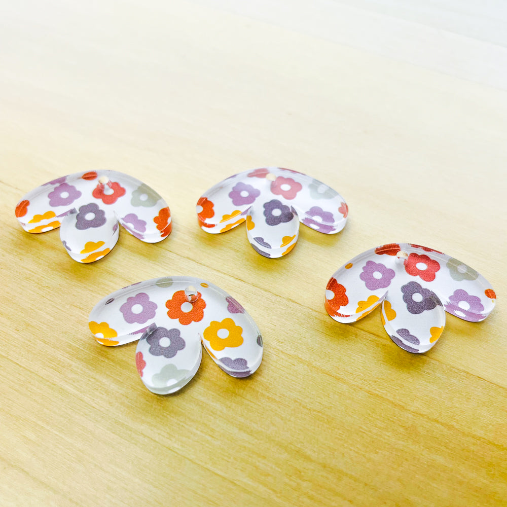 Clear Acrylic - Half Flower - Abstract Floral - 14