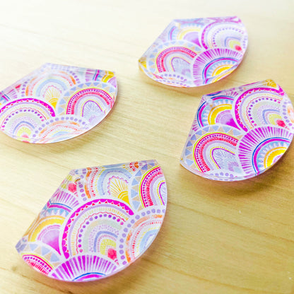 4x2.8cm - Fan - Clear Acrylic - Watercolour - 10