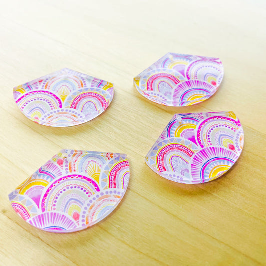 4x2.8cm - Fan - Clear Acrylic - Watercolour - 10