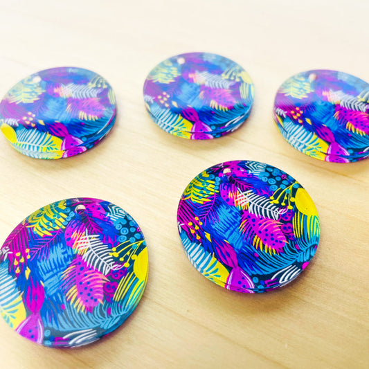 3cm Circle - 1 Hole - Clear Acrylic - Summer Nights - 25