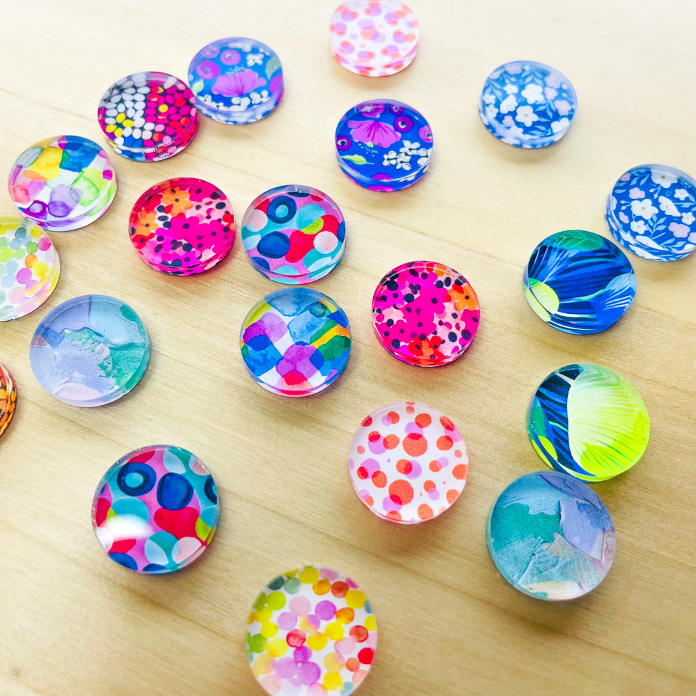 Clear Acrylic - 15mm Circle Studs - Mixed Bag - 10 pair (20pcs)