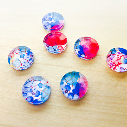 1.5cm Circle - Studs - Clear Acrylic - Watercolour - 51