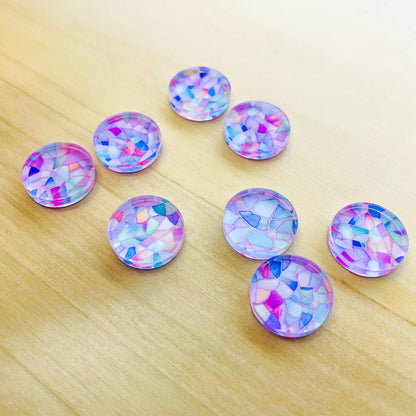 1.5cm Circle - Studs - Clear Acrylic - Watercolour - 76