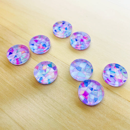 1.5cm Circle - Studs - Clear Acrylic - Watercolour - 76