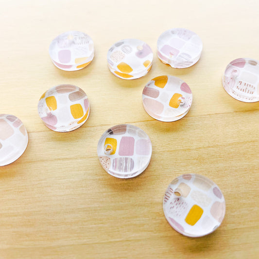 1.5cm Circle - 1 hole - Clear Acrylic - Boho - 07