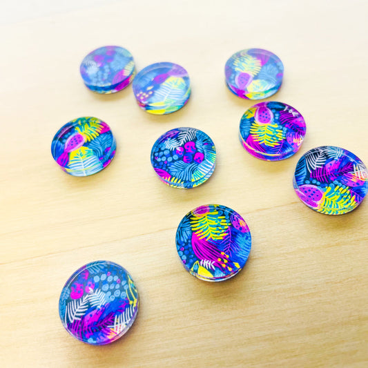1.5cm Circle - Studs - Clear Acrylic - Summer Nights - 25