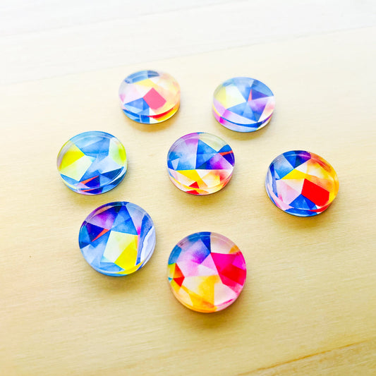 1.5cm Circle - Studs - Clear Acrylic - Watercolour - 23