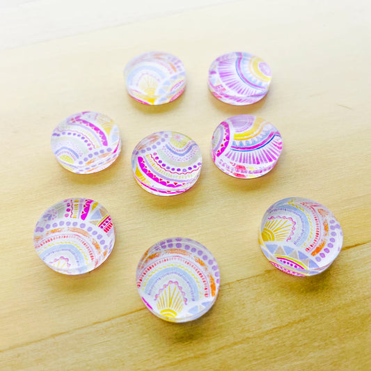 15mm - Studs - Circle - Clear Acrylic - Watercolour - 10