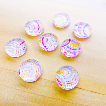 15mm - Studs - Circle - Clear Acrylic - Watercolour - 10