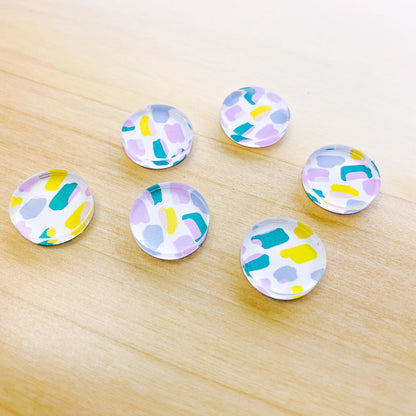 1.5cm Circle - Studs- Clear Acrylic - Beach Picnic - 08