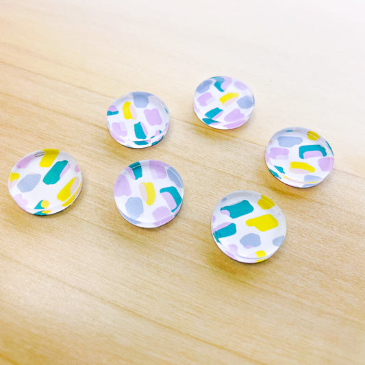 1.5cm Circle - Studs- Clear Acrylic - Beach Picnic - 08