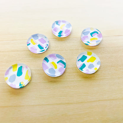 1.5cm Circle - Studs- Clear Acrylic - Beach Picnic - 08